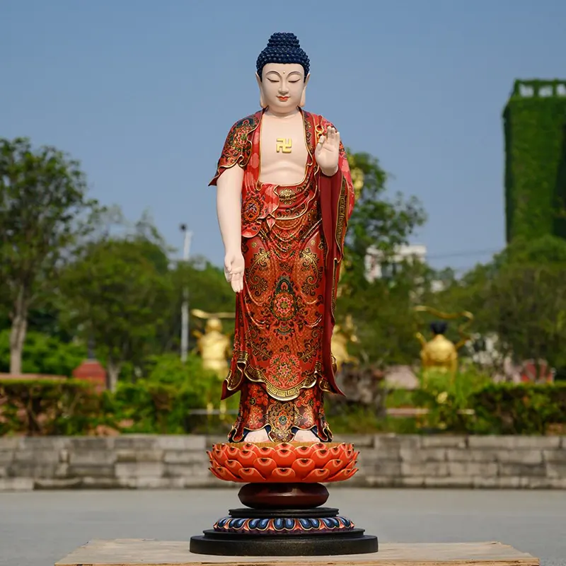 Estátua de Buda Amitabha Dourada em Cobre Puro de 130 cm