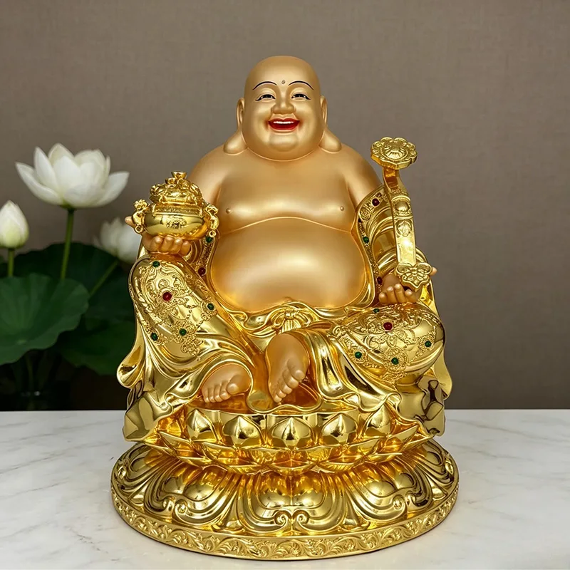 Estátua de Buda Rindo de Bronze Grande Barriga Maitreya para Riqueza