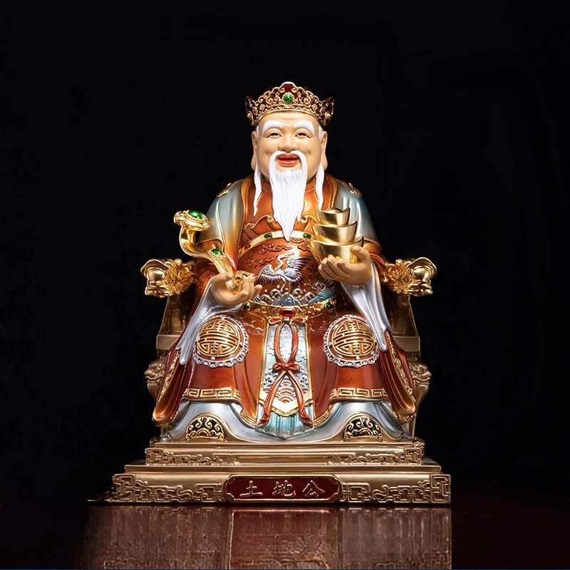 Estátua luxuosa dourada policromada de Fude Zhengshen Tu Di Gong