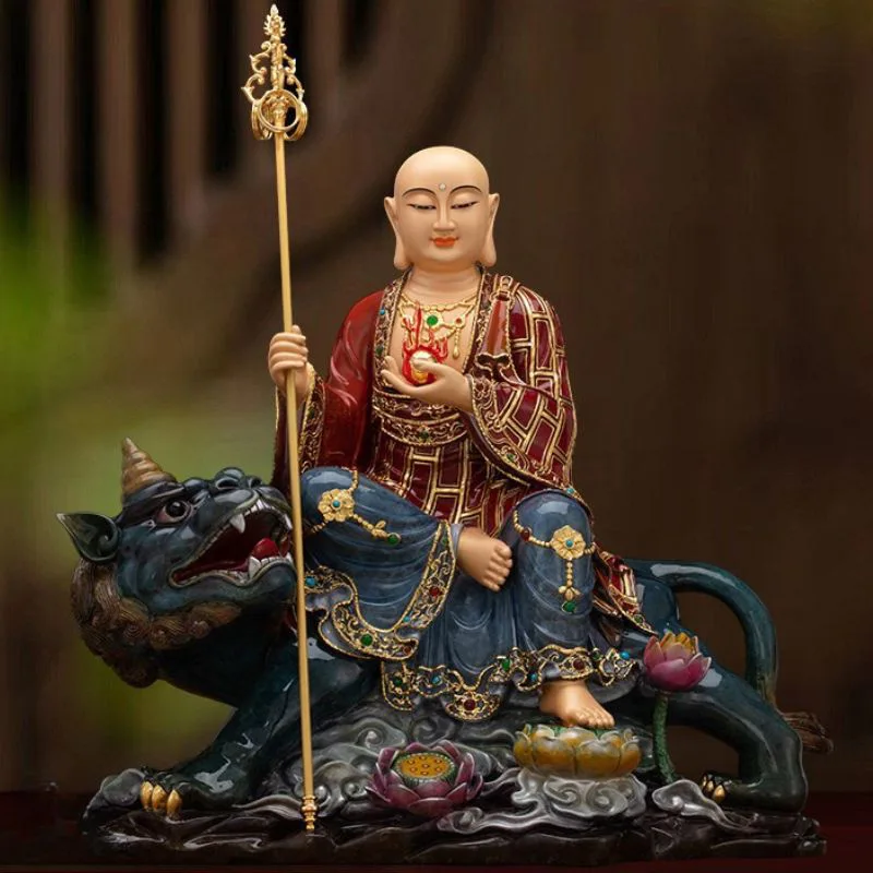 Estátua de Ksitigarbha da besta mítica de latão premium
