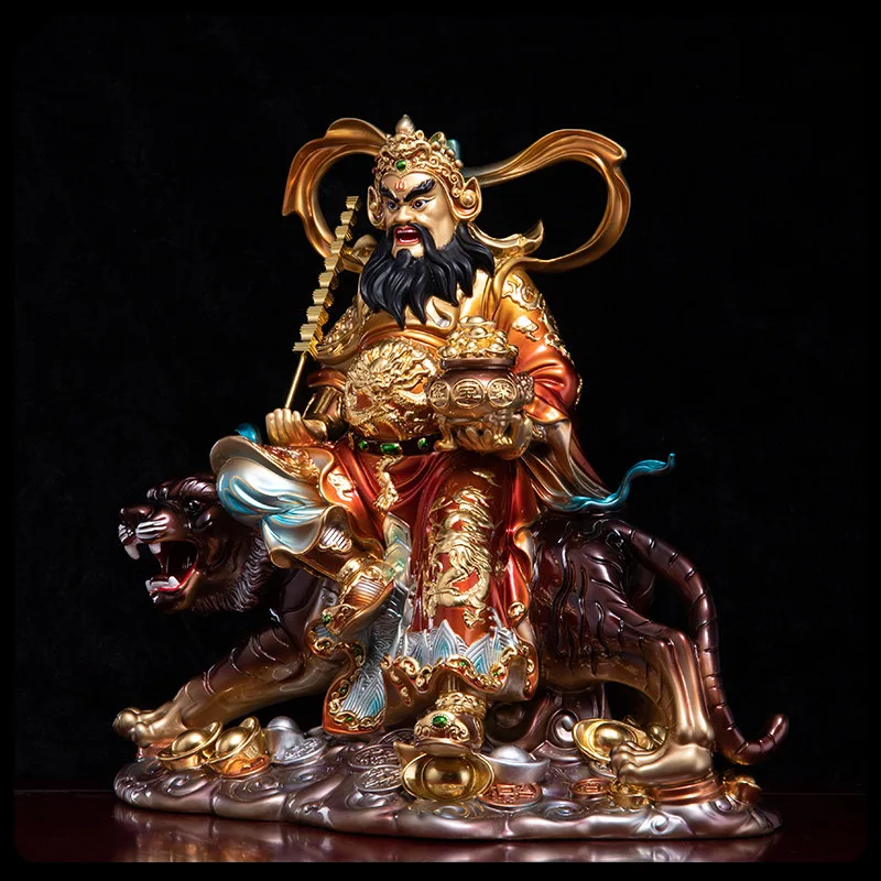 Tigre Montando Bronze Marcial Riqueza Divindade Zhao Gongming