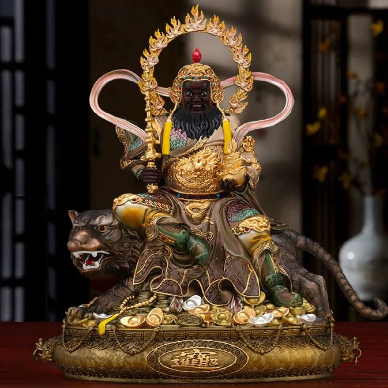 Tigre Montando Tigela de Tesouro Divindade da Riqueza Zhao Gongming